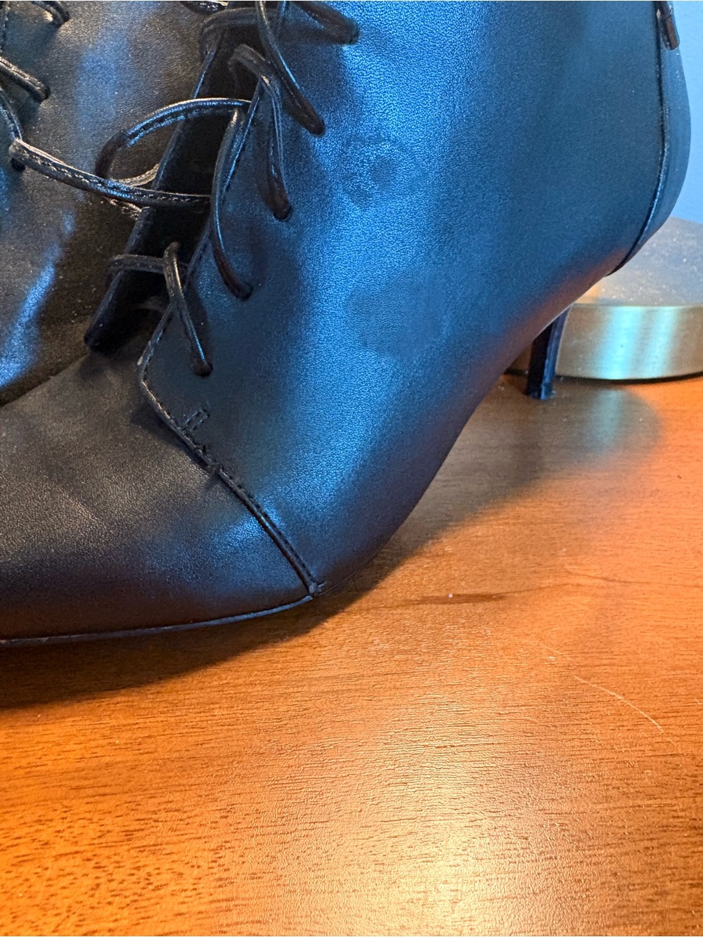 Charles David Black Lace-Up Pointed Ankle Booties - Picture 4 of 8